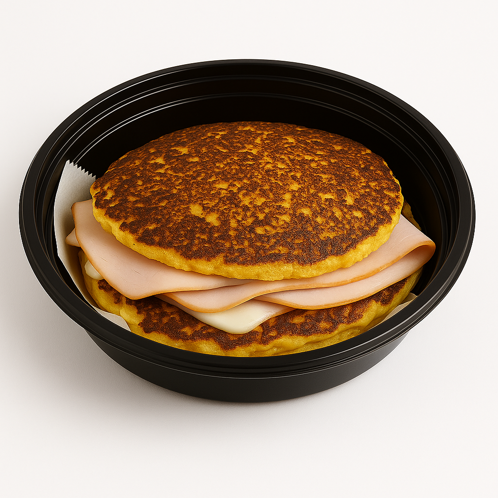 Arepa de Choclo con Queso y Pechuga de Pavo-Sweet Corn Arepa with Cheese & Turkey Breast-